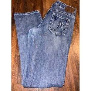 Maurices Womens Bootcut Jeans Medium Wash Thick Stitch Size 3/4 Regular